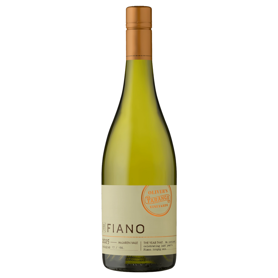 A bottle of 2025 Olivers Taranga Small Batch Fiano 6 Pk 750ml White Wine