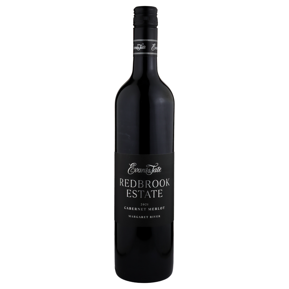 A bottle of Evans & Tate Redbrook Estate Cabernet Merlot  2021 750ml Red Wine
