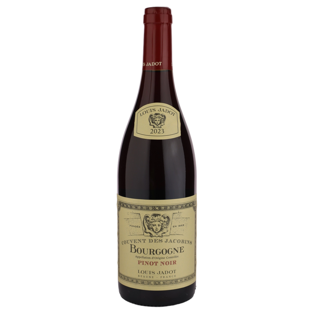 A bottle of Louis Jadot Bourgogne Pinot Noir Couvent des Jacobins 2023 750ml Red Wine