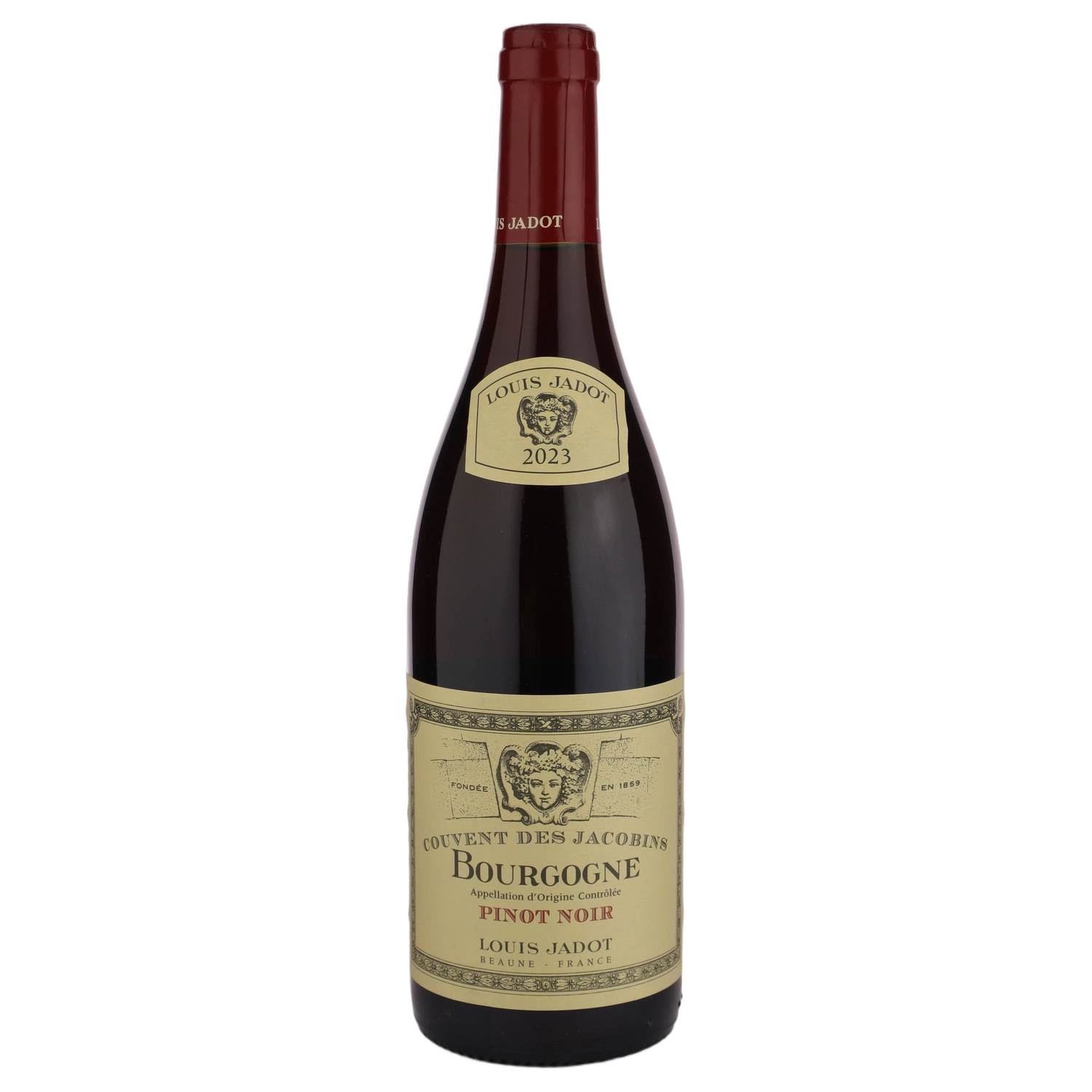 A bottle of Louis Jadot Bourgogne Pinot Noir Couvent des Jacobins 2023 750ml Red Wine