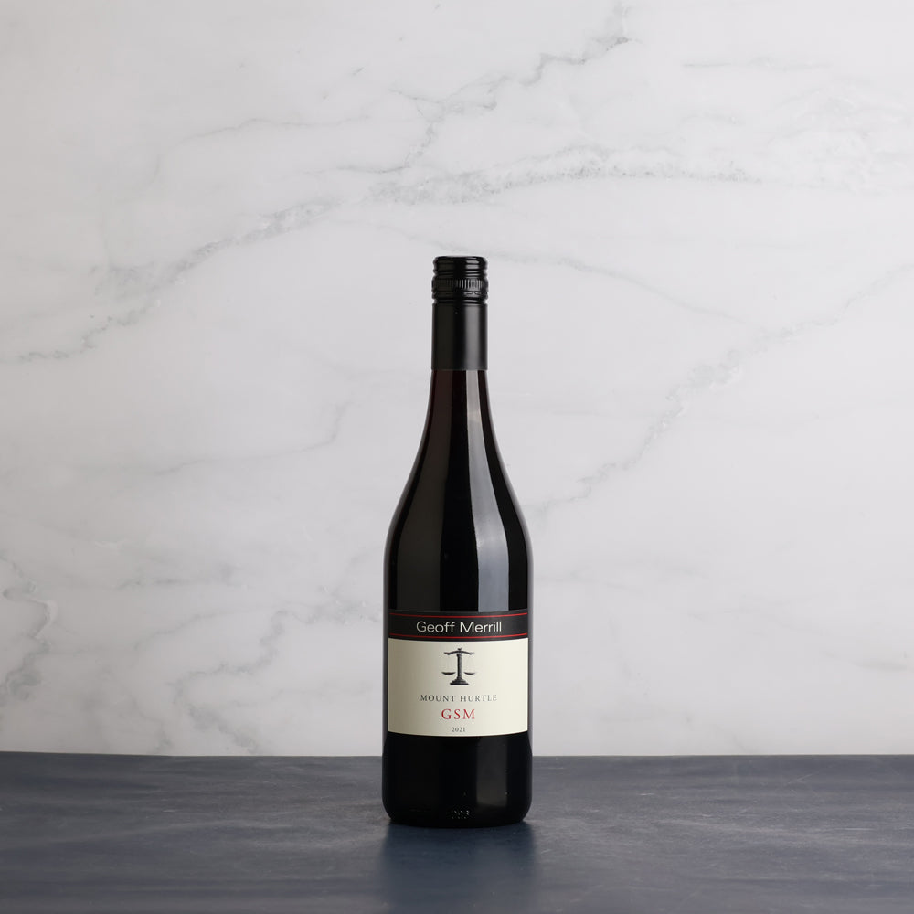 A bottle of 2021 Geoff Merrill Mount Hurtle GSM 750ml Red Wine