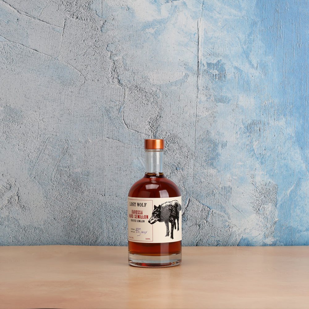A bottle of Lost Wolf Hard Semillon 2020 500ml White Wine