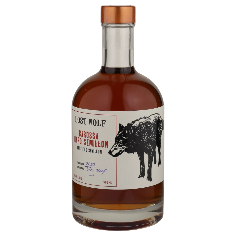 A bottle of Lost Wolf Hard Semillon 2020 500ml White Wine