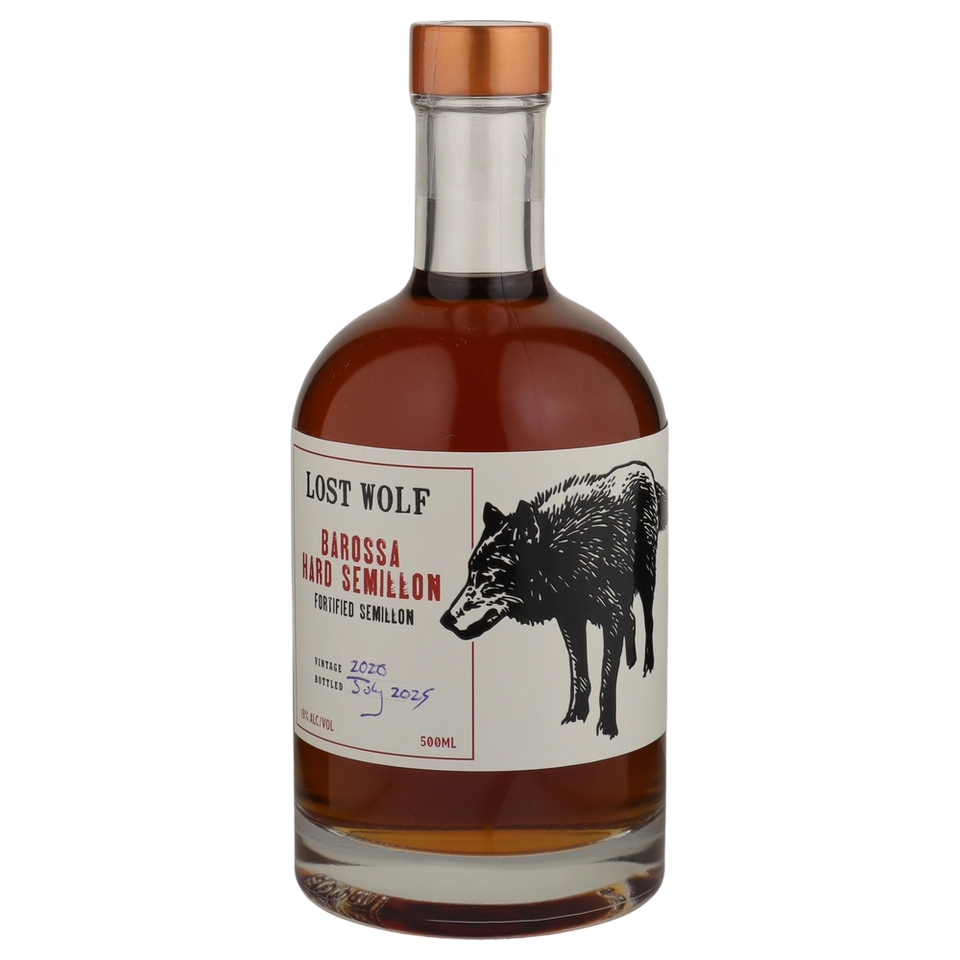 A bottle of Lost Wolf Hard Semillon 2020 500ml White Wine