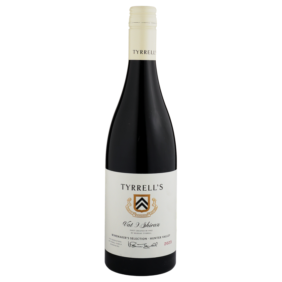 A bottle of Tyrrells Winemakers Selection Vat 9 Shiraz 2023 750ml Red Wine