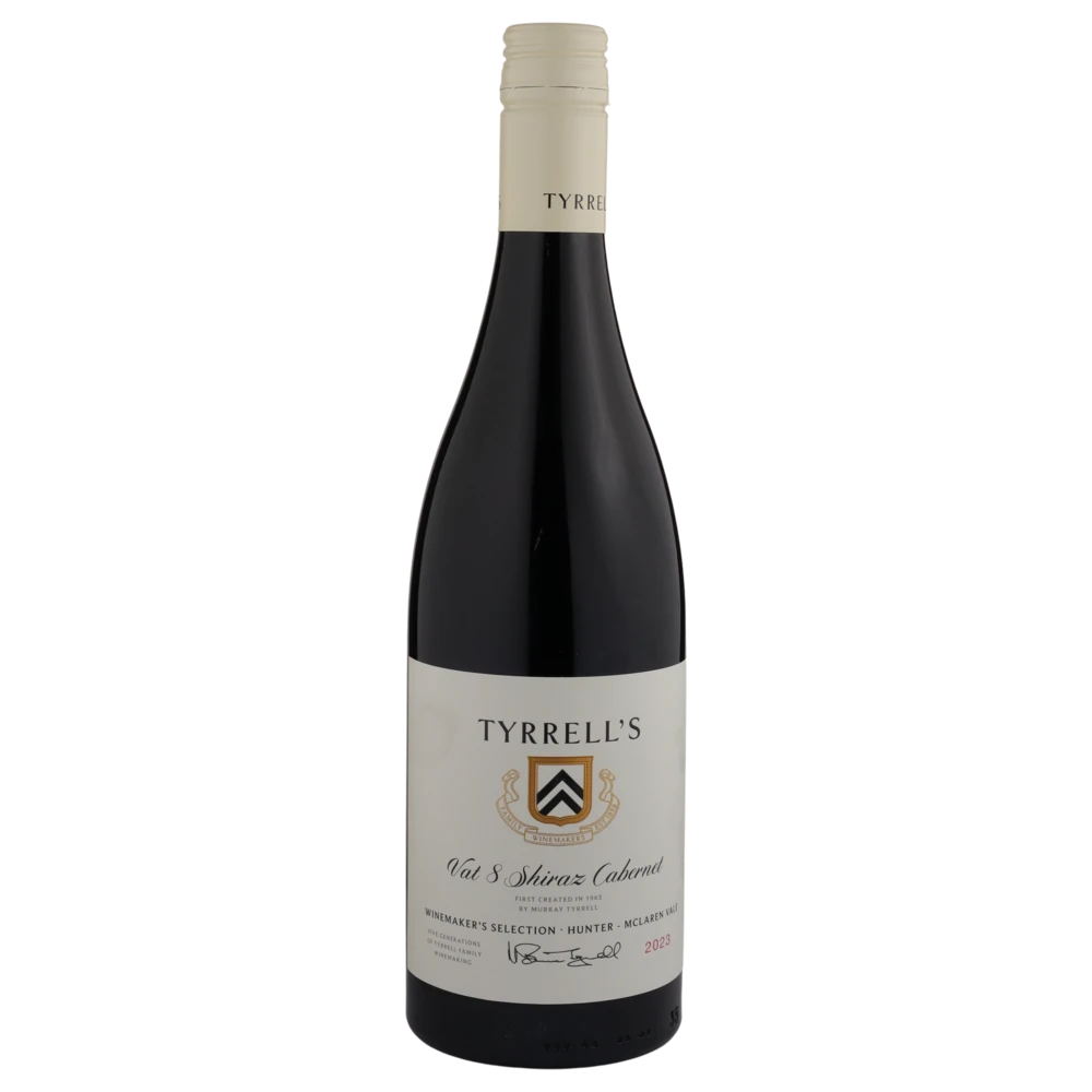 A bottle of 2023 Tyrrells Winemakers Selection Vat 8 Shiraz Cabernet 750ml Red Wine