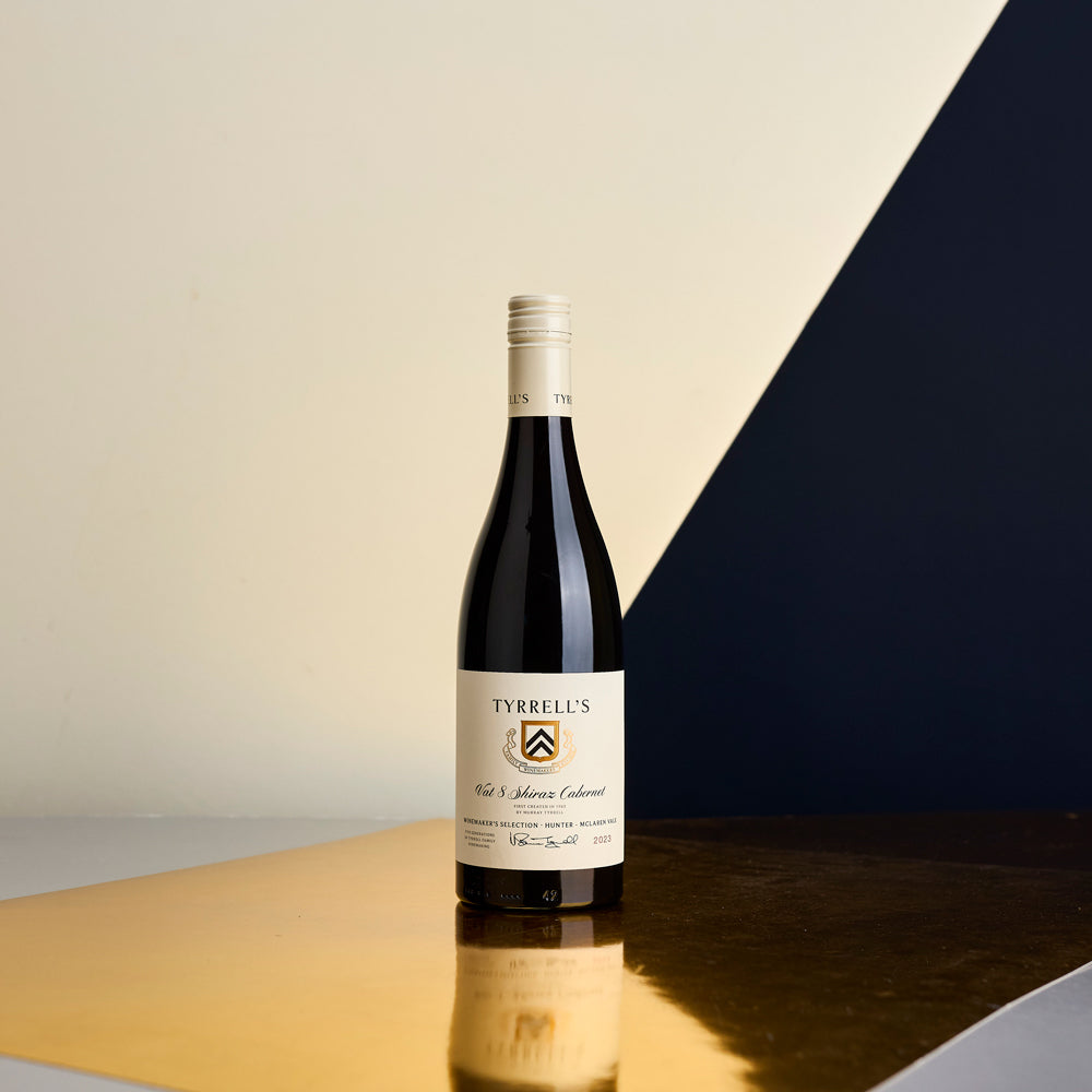 A bottle of Tyrrells Winemakers Selection Vat 8 Shiraz Cabernet 2023 750ml Red Wine