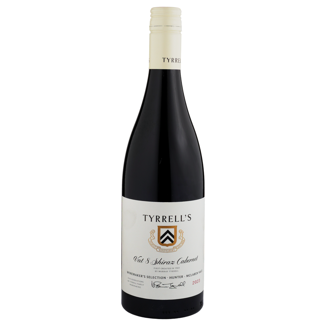 A bottle of Tyrrells Winemakers Selection Vat 8 Shiraz Cabernet 2023 750ml Red Wine