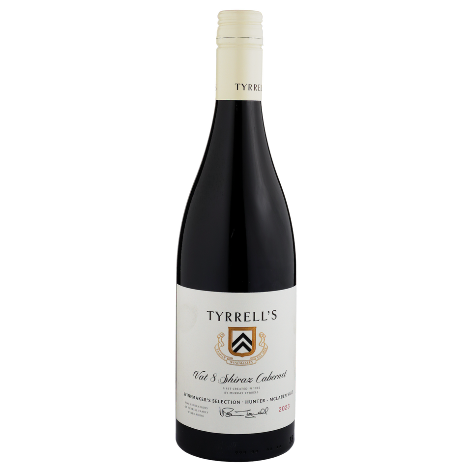 A bottle of Tyrrells Winemakers Selection Vat 8 Shiraz Cabernet 2023 750ml Red Wine