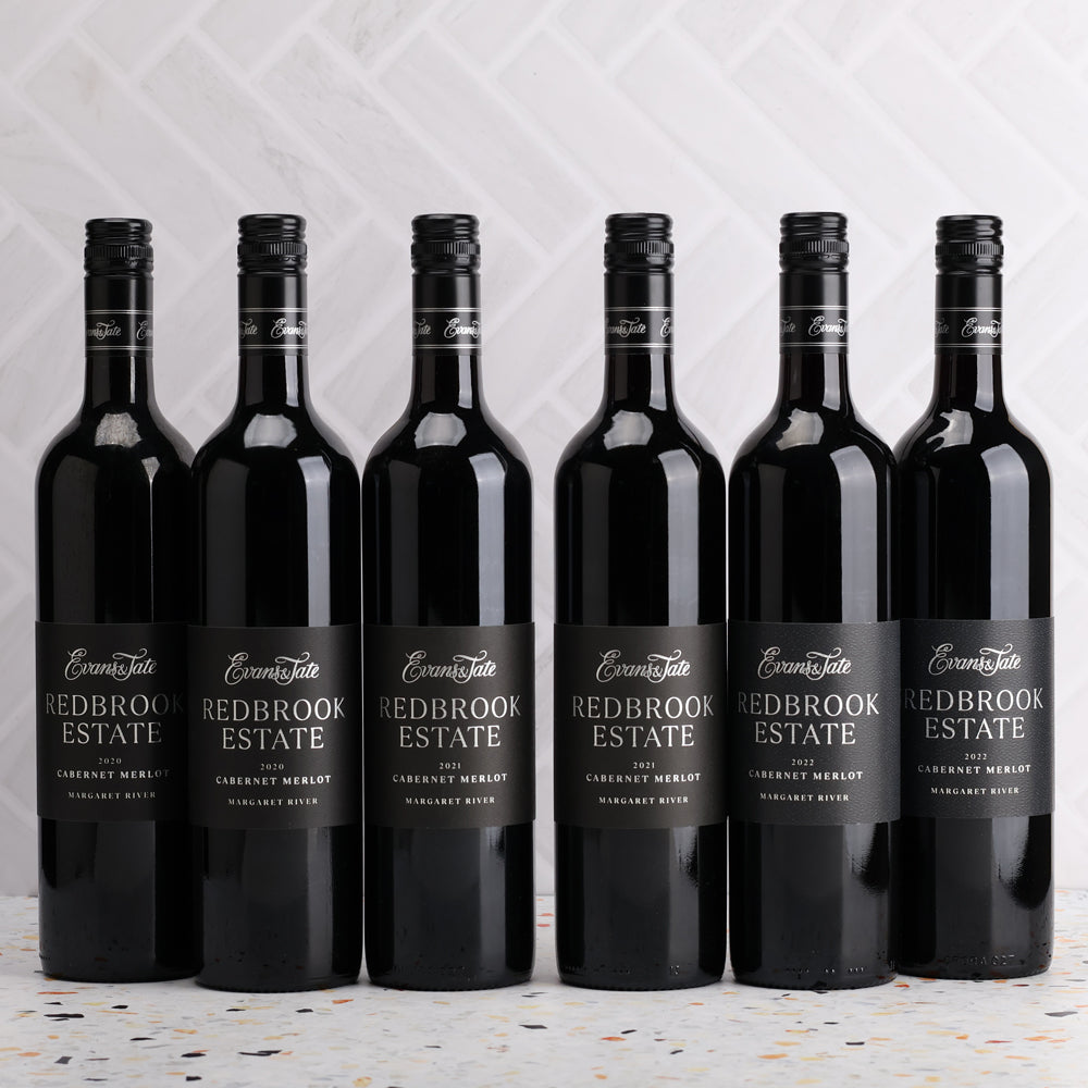 A collection of Evans & Tate Redbrook Cab Merlot Vertical 6pack from The Wine Collective