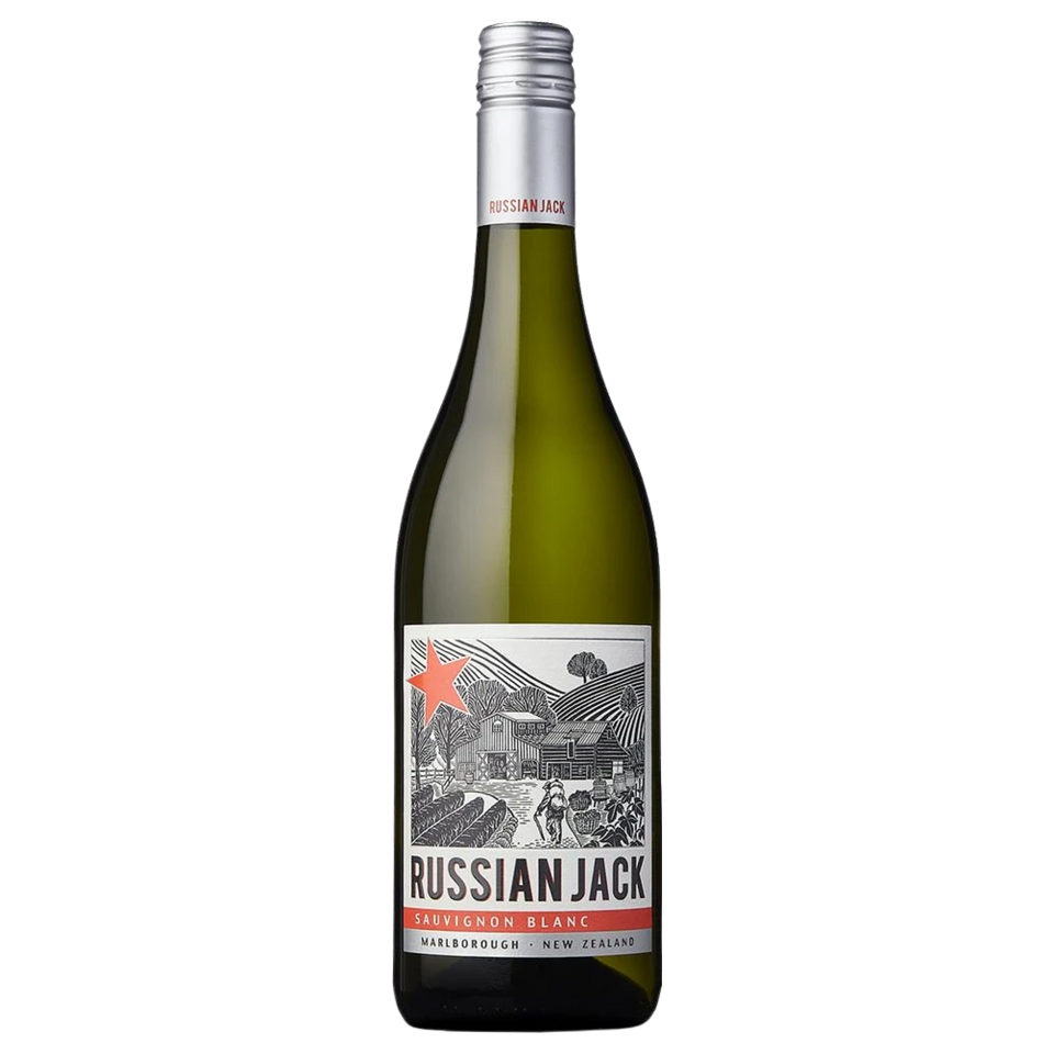 A bottle of 2025 Russian Jack Sauvignon Blanc 750ml White Wine