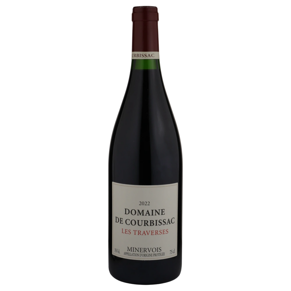 A bottle of 2022 Domaine de Courbissac Minervois Les Traverses Rouge 750ml Red Wine