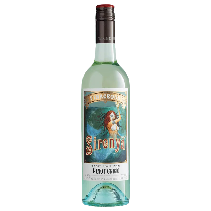 A bottle of 2025 Vinaceous Sirenya Pinot Grigio 750ml White Wine