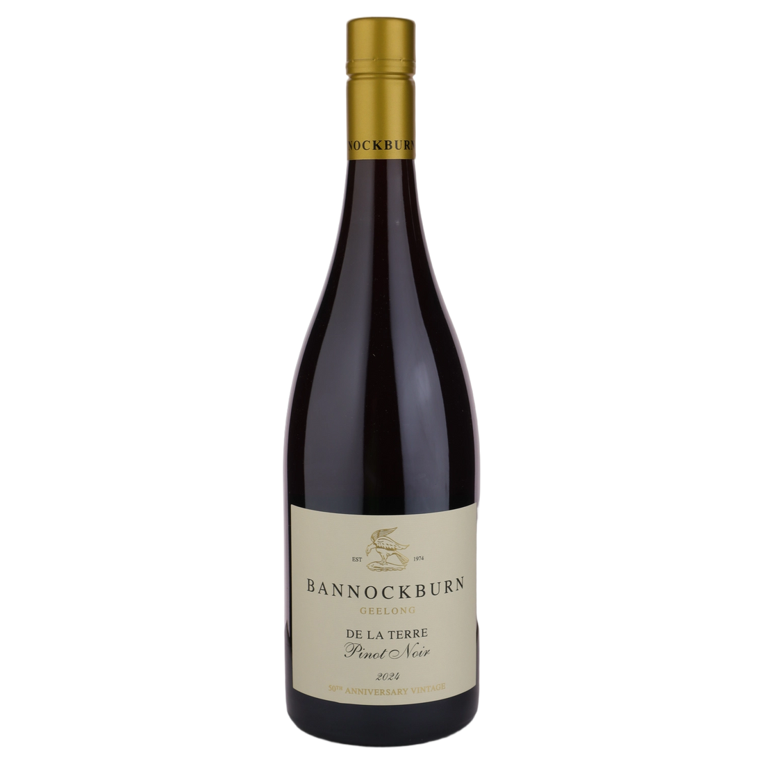 A bottle of 2024 Bannockburn De La Terre Pinot Noir 750ml Red Wine