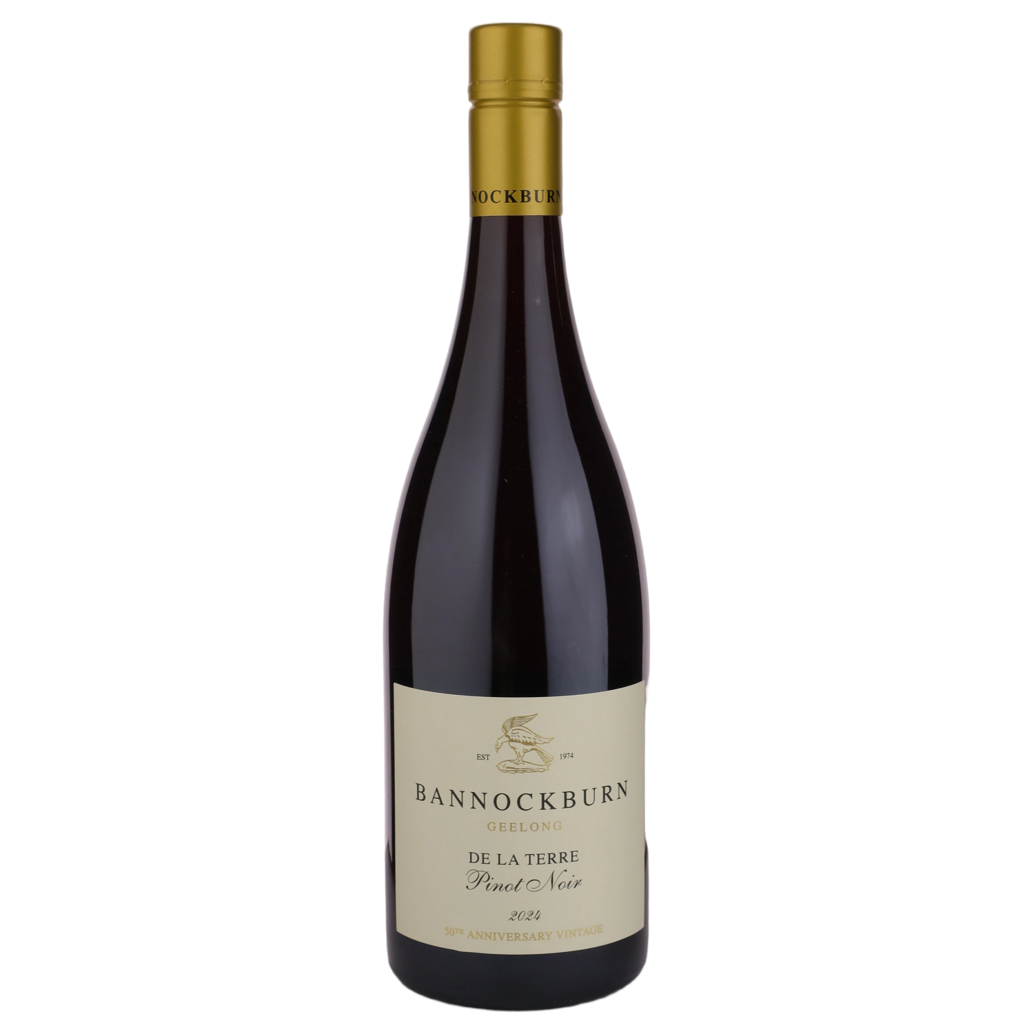 A bottle of 2024 Bannockburn De La Terre Pinot Noir 750ml Red Wine