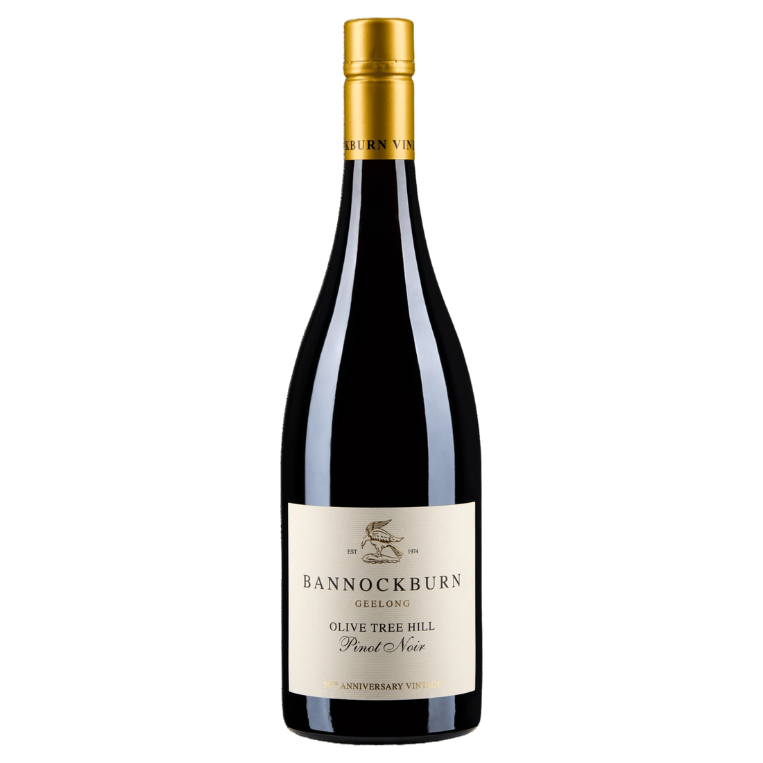 A bottle of 2024 Bannockburn Olive Tree Hill Pinot Noir 750ml Red Wine