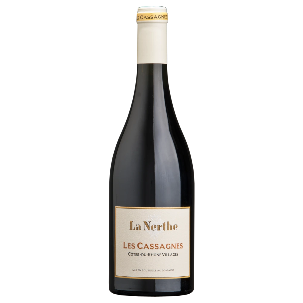 A bottle of 2022 Chateau La Nerthe Les Cassagnes Cote du Rhone Villages Rouge 750ml Red Wine