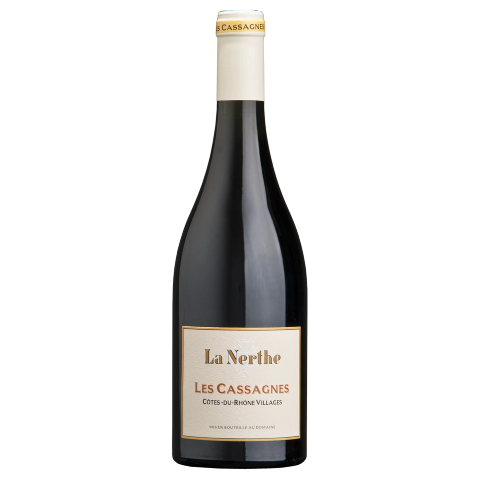 A bottle of 2022 Chateau La Nerthe Les Cassagnes Cote du Rhone Villages Rouge 750ml Red Wine