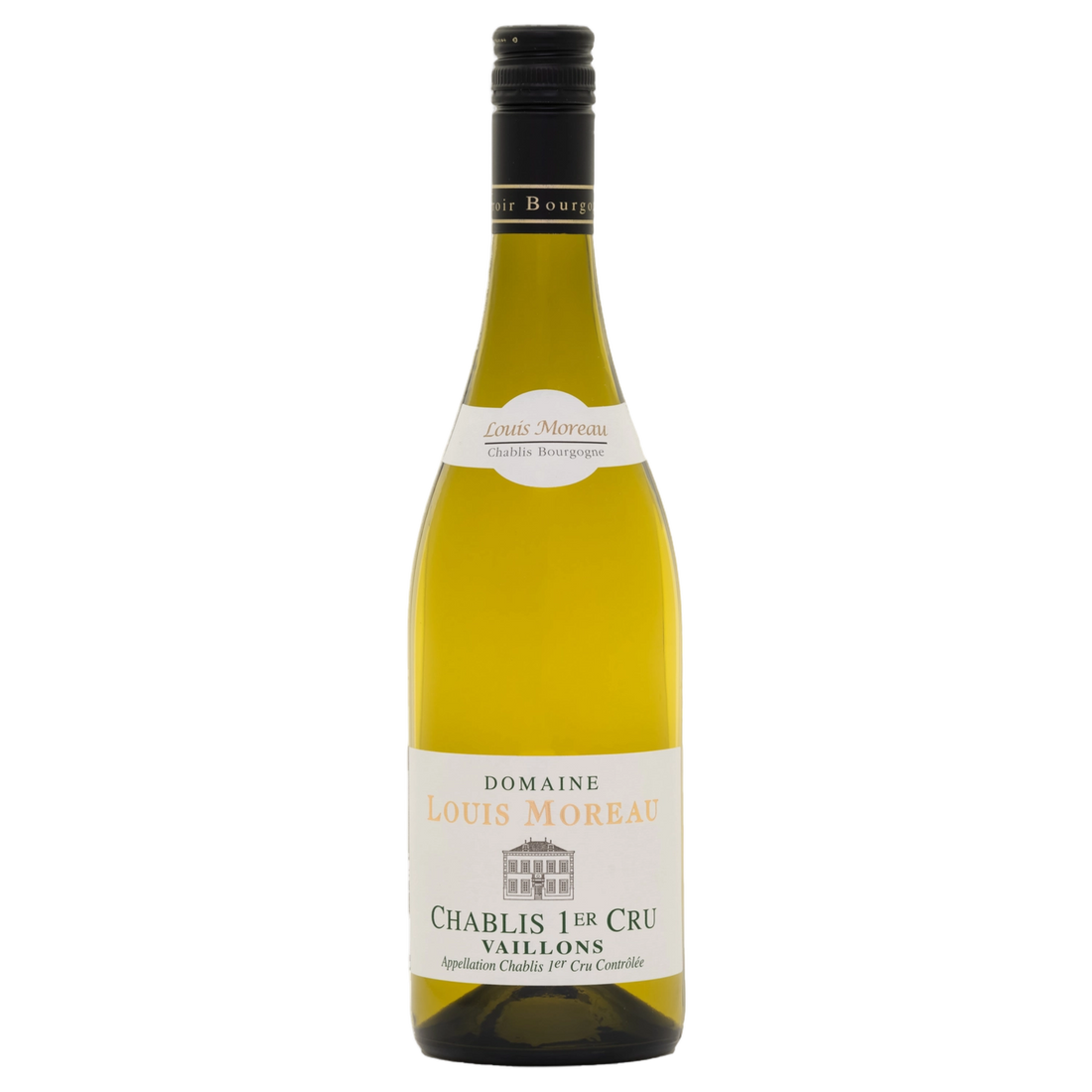 A bottle of 2023 Louis Moreau Chablis 1er Cru Vaillons 750ml White Wine