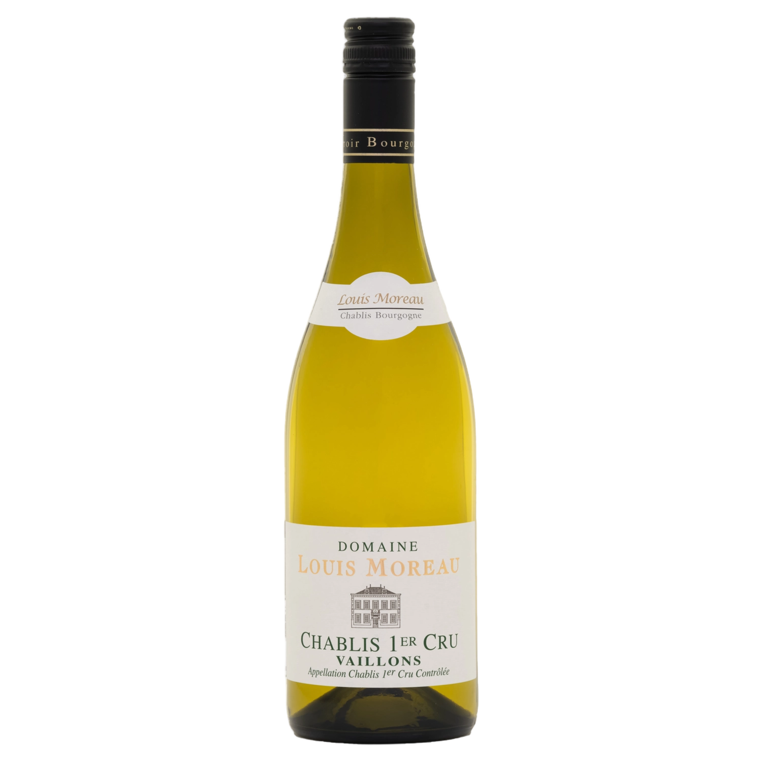 A bottle of 2023 Louis Moreau Chablis 1er Cru Vaillons 750ml White Wine