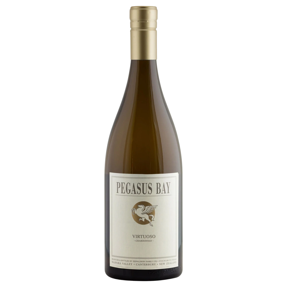 A bottle of 2020 Pegasus Bay Virtuoso Chardonnay 750ml White Wine