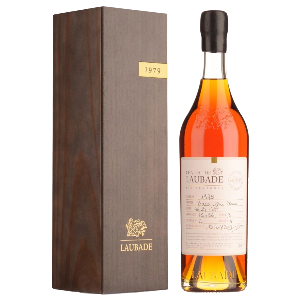 A bottle of 2000 Chateau de Laubade Vintage Cask Strength Bas Armagnac 52.4% 700ml
