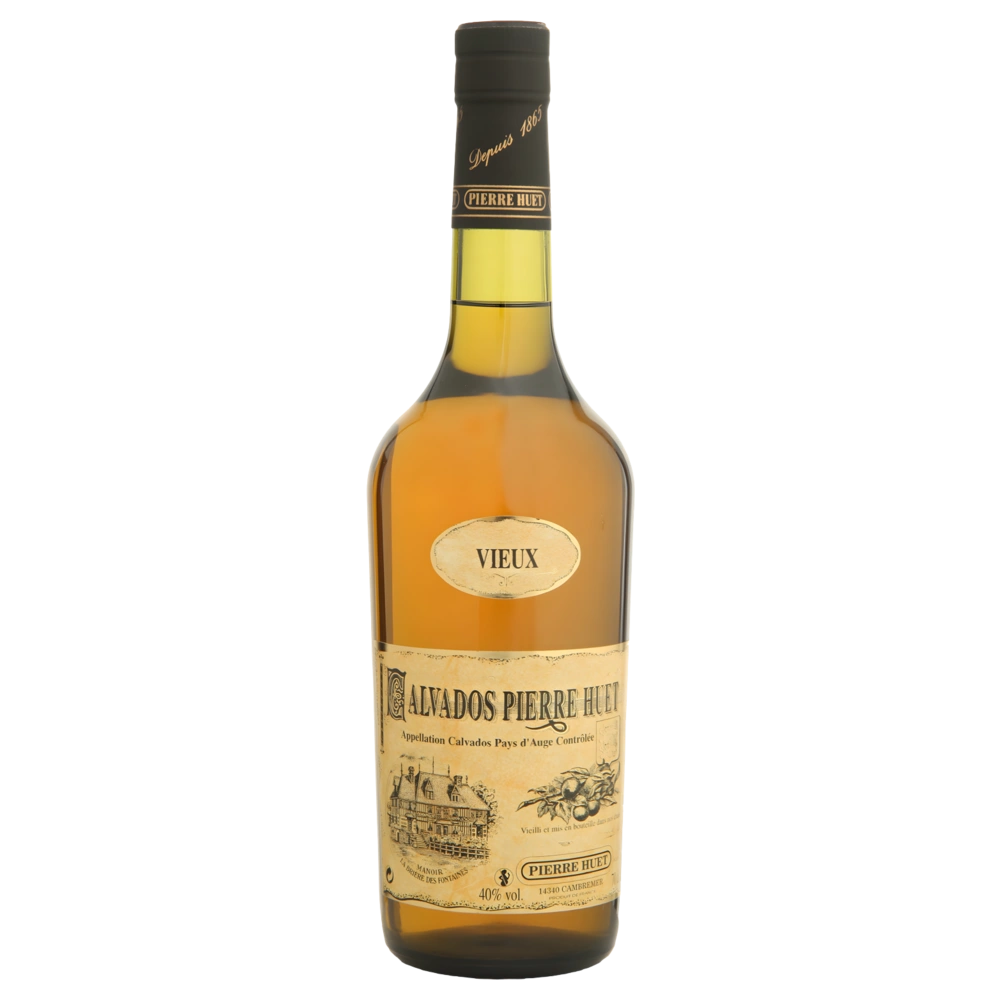 A bottle of Pierre Huet Calvados Vieux 4 years 40% 700ml