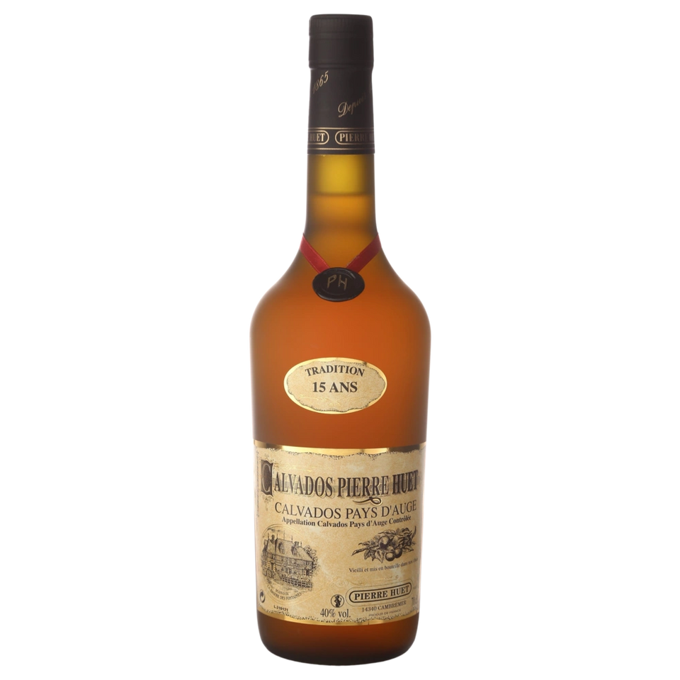 A bottle of Pierre Huet Calvados Tradition 15 years 40% 700ml