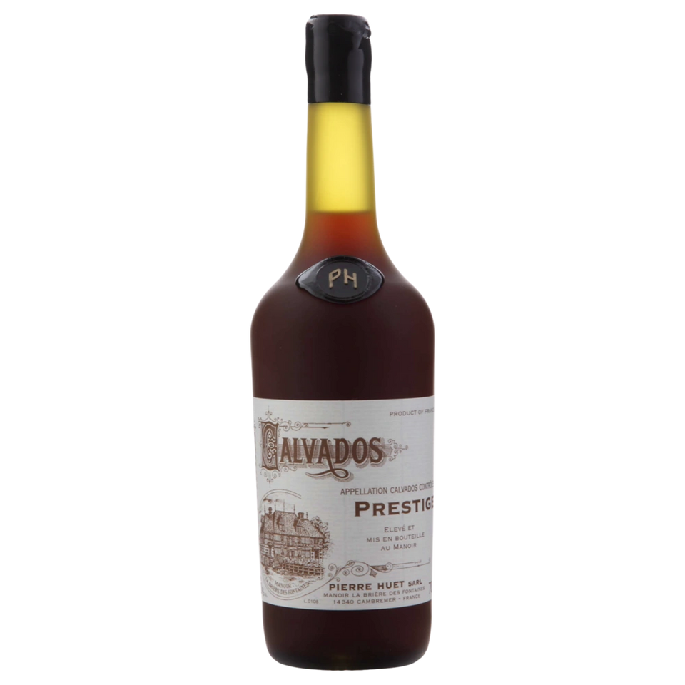 A bottle of Pierre Huet Calvados Prestige 38 years+ 40% 700ml