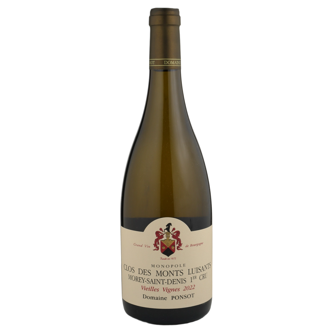 A bottle of 2022 Domaine Ponsot Morey Saint Denis 1er Cru Clos des Monts Luisants Vieilles Vignes Blanc 750ml White Wine