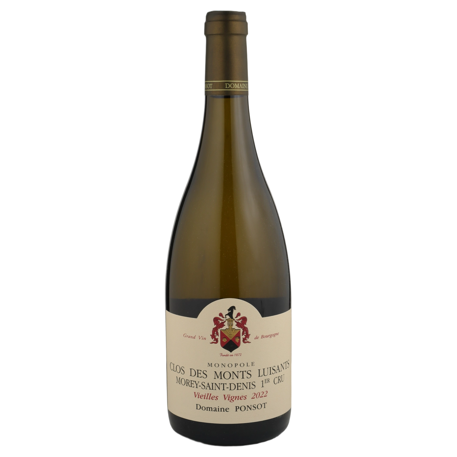 A bottle of 2022 Domaine Ponsot Morey Saint Denis 1er Cru Clos des Monts Luisants Vieilles Vignes Blanc 750ml White Wine