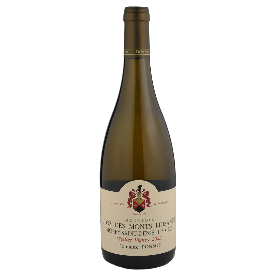 A bottle of 2022 Domaine Ponsot Morey Saint Denis 1er Cru Clos des Monts Luisants Vieilles Vignes Blanc 750ml White Wine