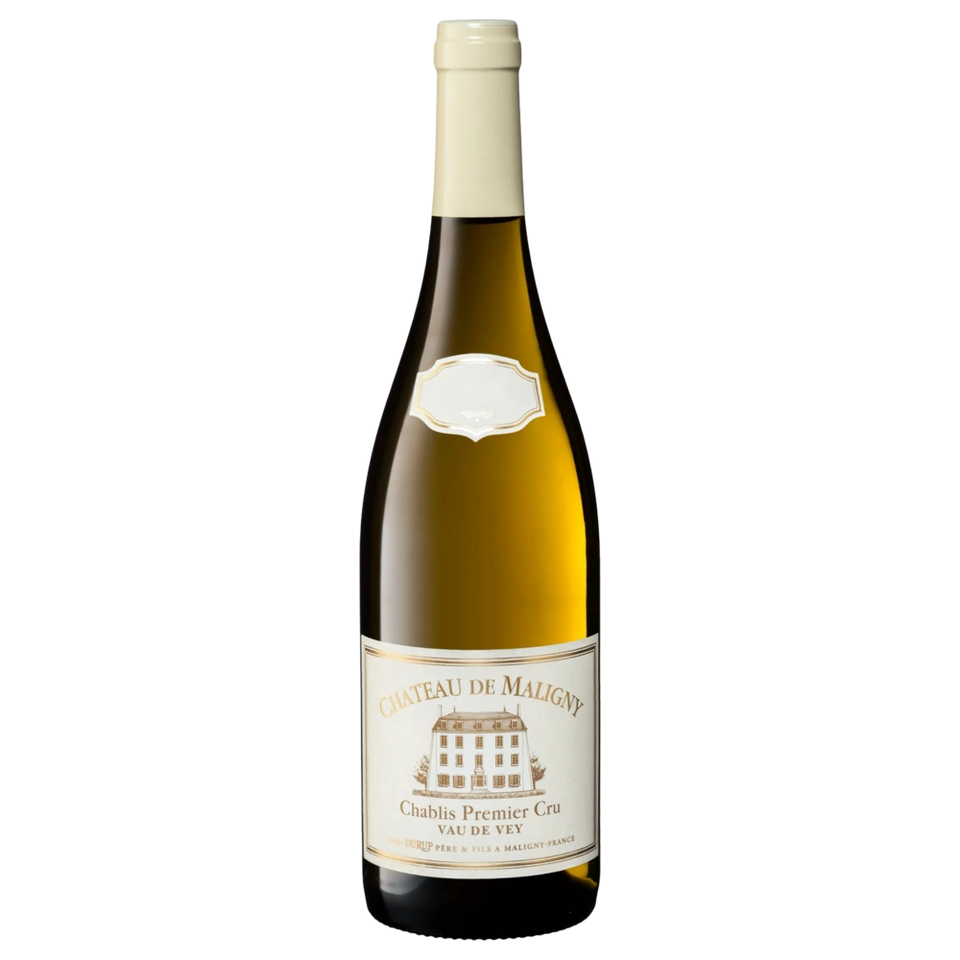 A bottle of 2023 Chateau de Maligny Chablis 1er CRU VAU DE VEY 12.5% 750ml Rose Wine