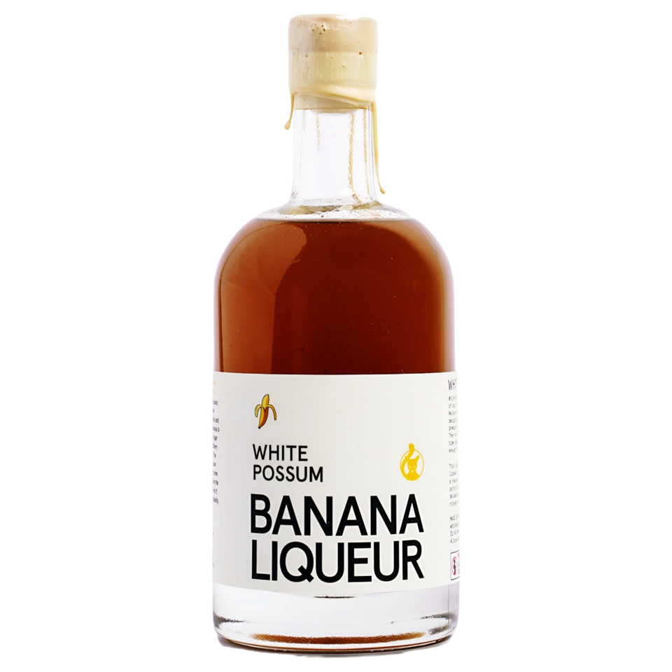 A bottle of White Possum Banana Liqueur 20% 500ml