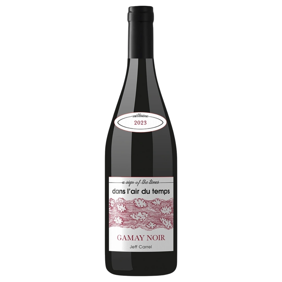 A bottle of 2023 Jeff Carrel Dans l'Air du Temps Gamay Noir VDF 13% 750ml Red Wine