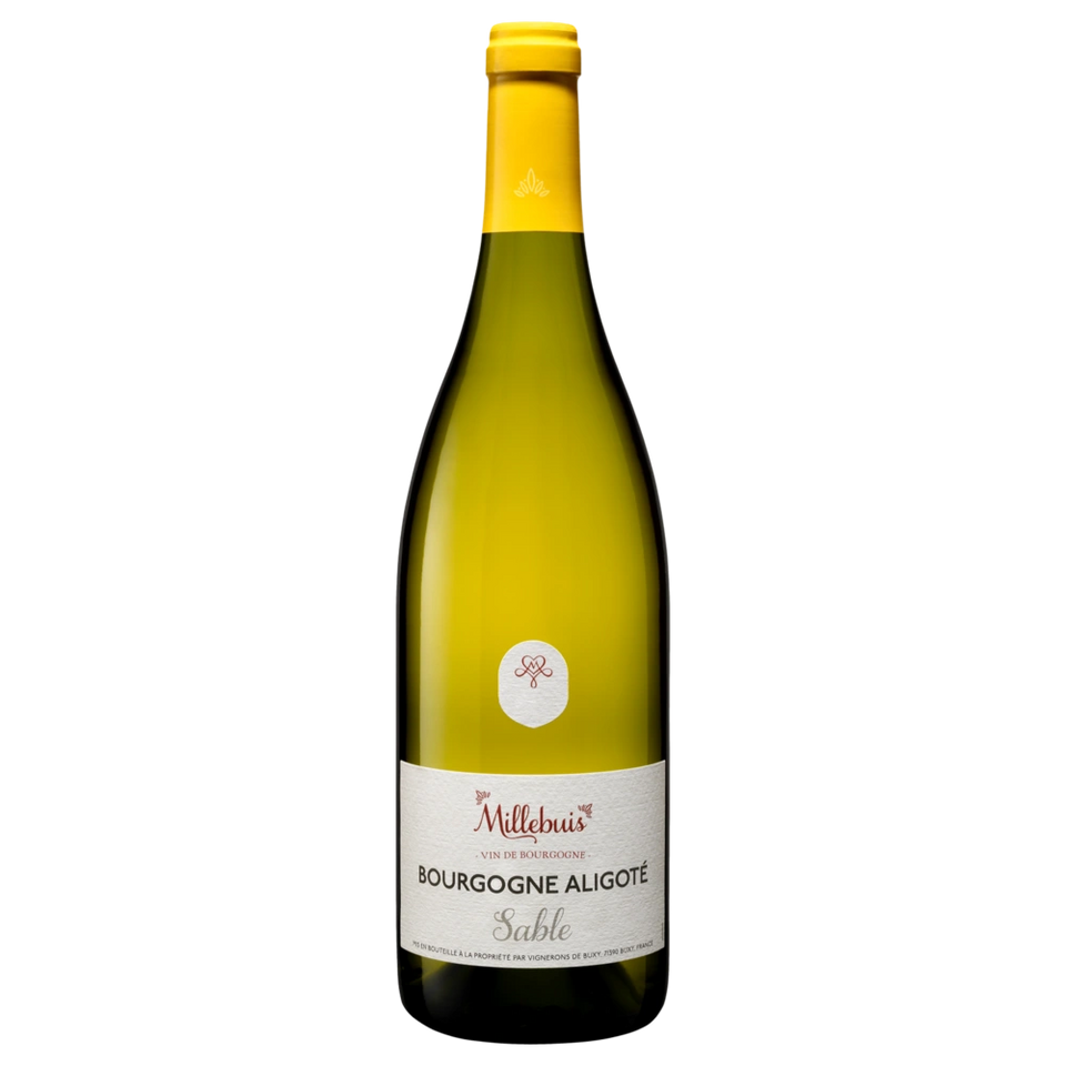 A bottle of 2023 Millebuis Bourgogne Aligoté "Sable" 12.5% 750ml White Wine