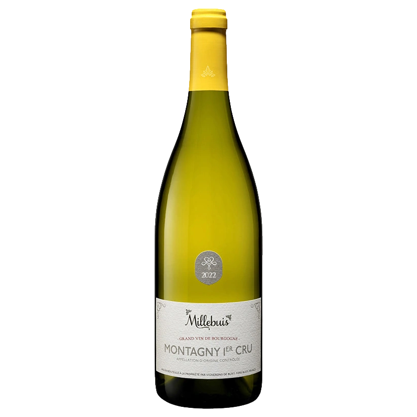 A bottle of 2022 Millebuis Bourgogne Montagny Premier Cru 13.5% 750ml White Wine