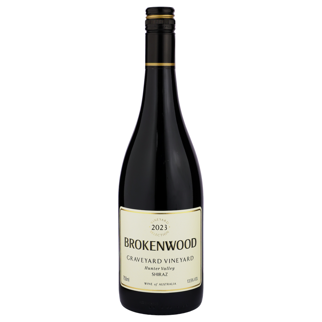 A bottle of Brokenwood Graveyard Vineyard Hunter Valley Shiraz 2023 750ml Red Wine