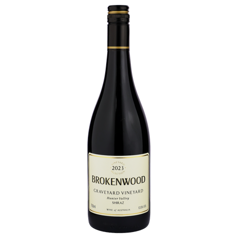 A bottle of Brokenwood Graveyard Vineyard Hunter Valley Shiraz 2023 750ml Red Wine