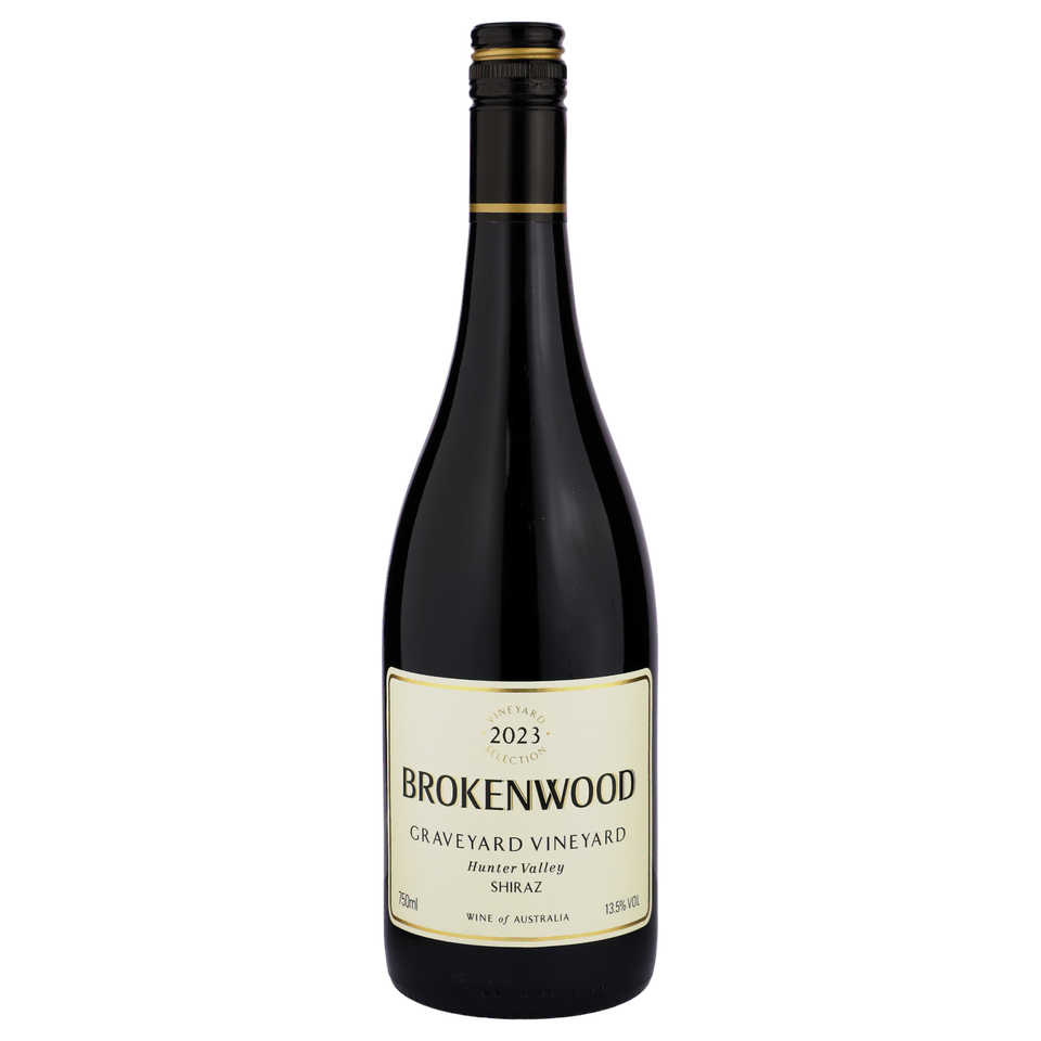 A bottle of Brokenwood Graveyard Vineyard Hunter Valley Shiraz 2023 750ml Red Wine