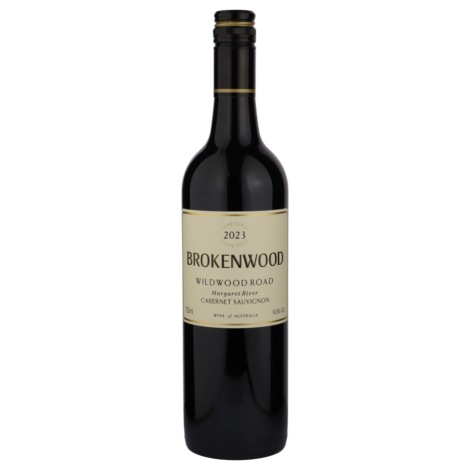 A bottle of 2023 Brokenwood Wildwood Road Margaret River Cabernet Sauvignon 750ml Red Wine