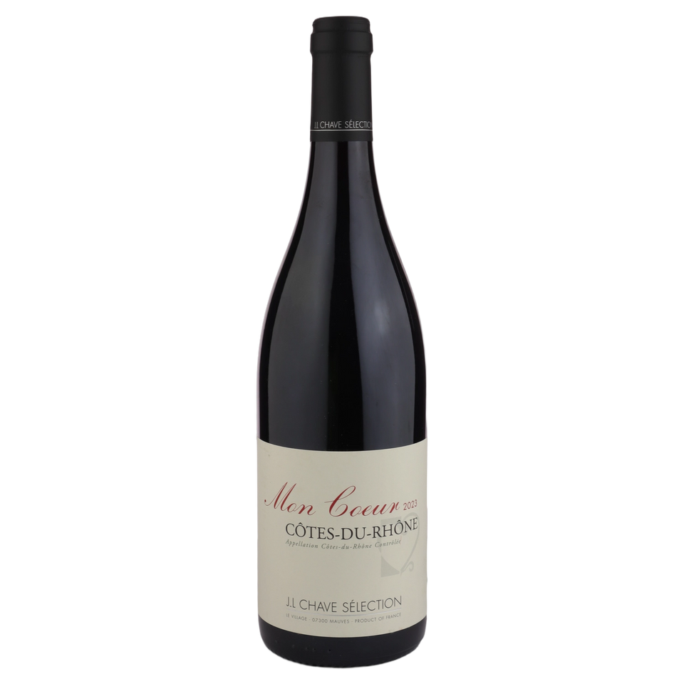 A bottle of 2023 Domaine Jean Louis Chave Selection Côtes du Rhône Rouge Mon Coeur 750ml Red Wine