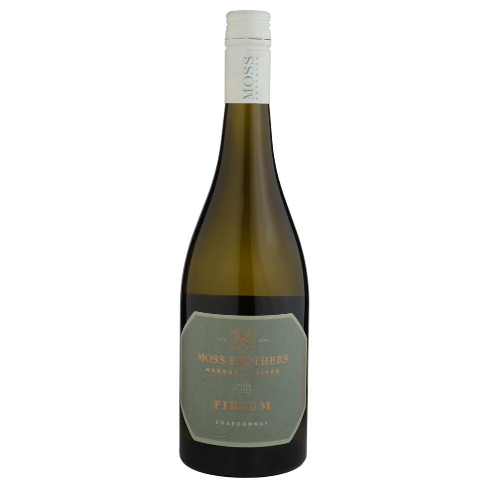 A bottle of 2023 Moss Brothers Fidium Chardonnay 750ml White Wine