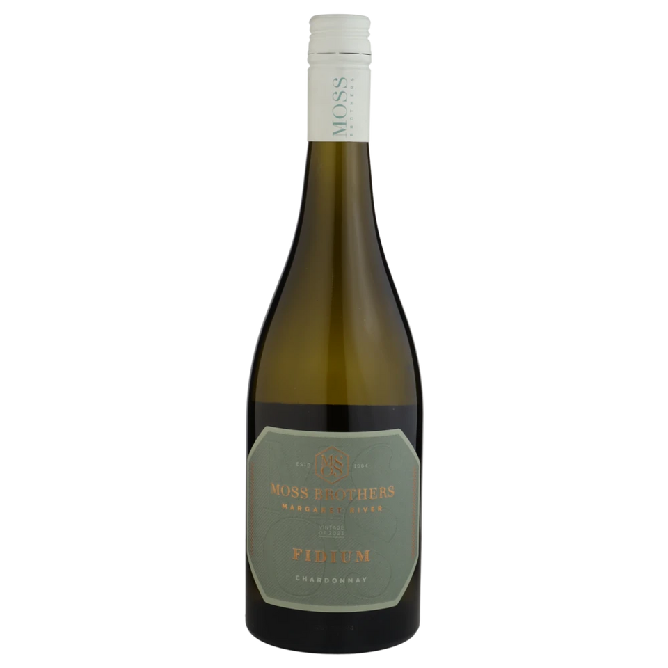 A bottle of 2023 Moss Brothers Fidium Chardonnay 750ml White Wine