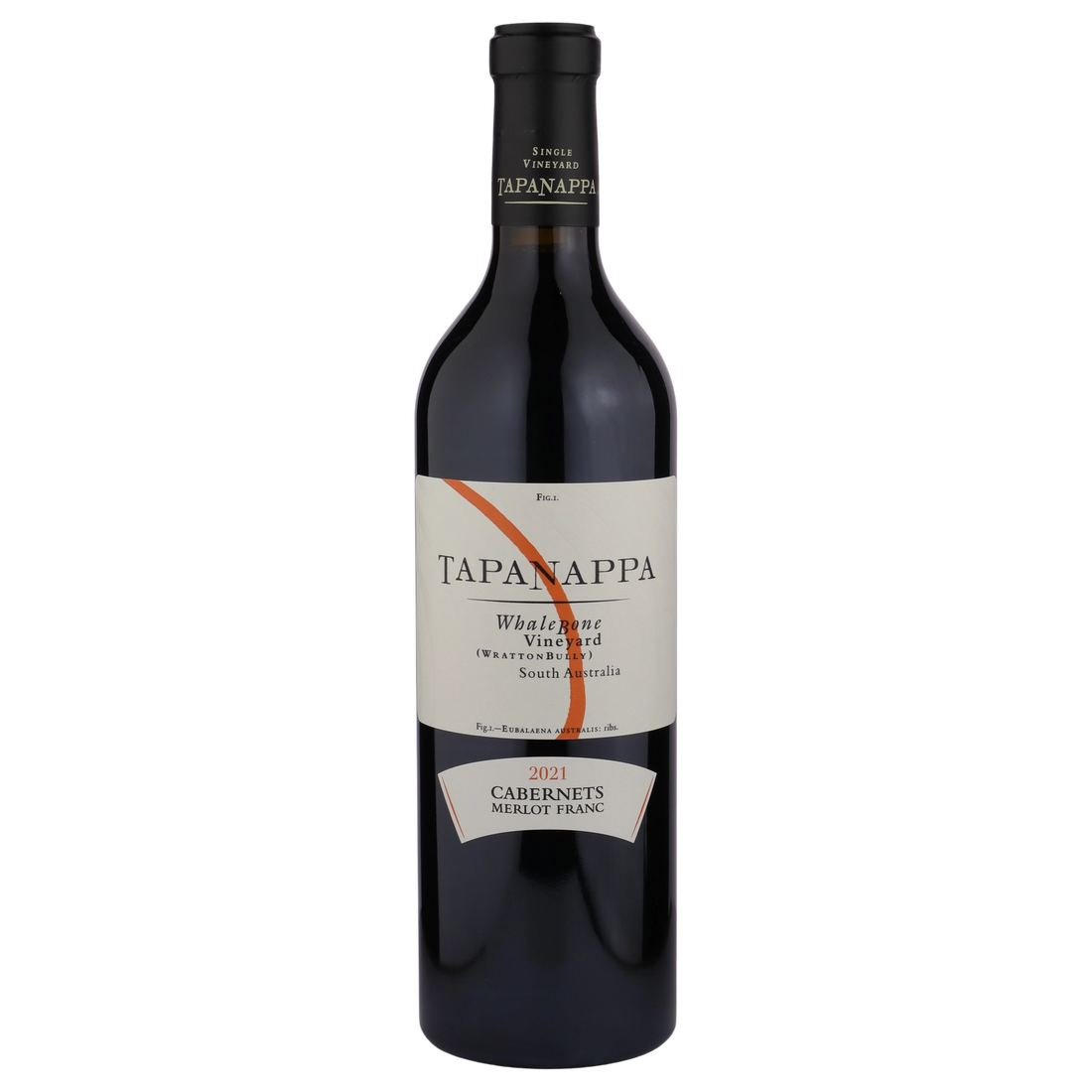 A bottle of 2021 Tapanappa Whalebone Vineyard Cabernets Merlot Franc 750ml White Wine