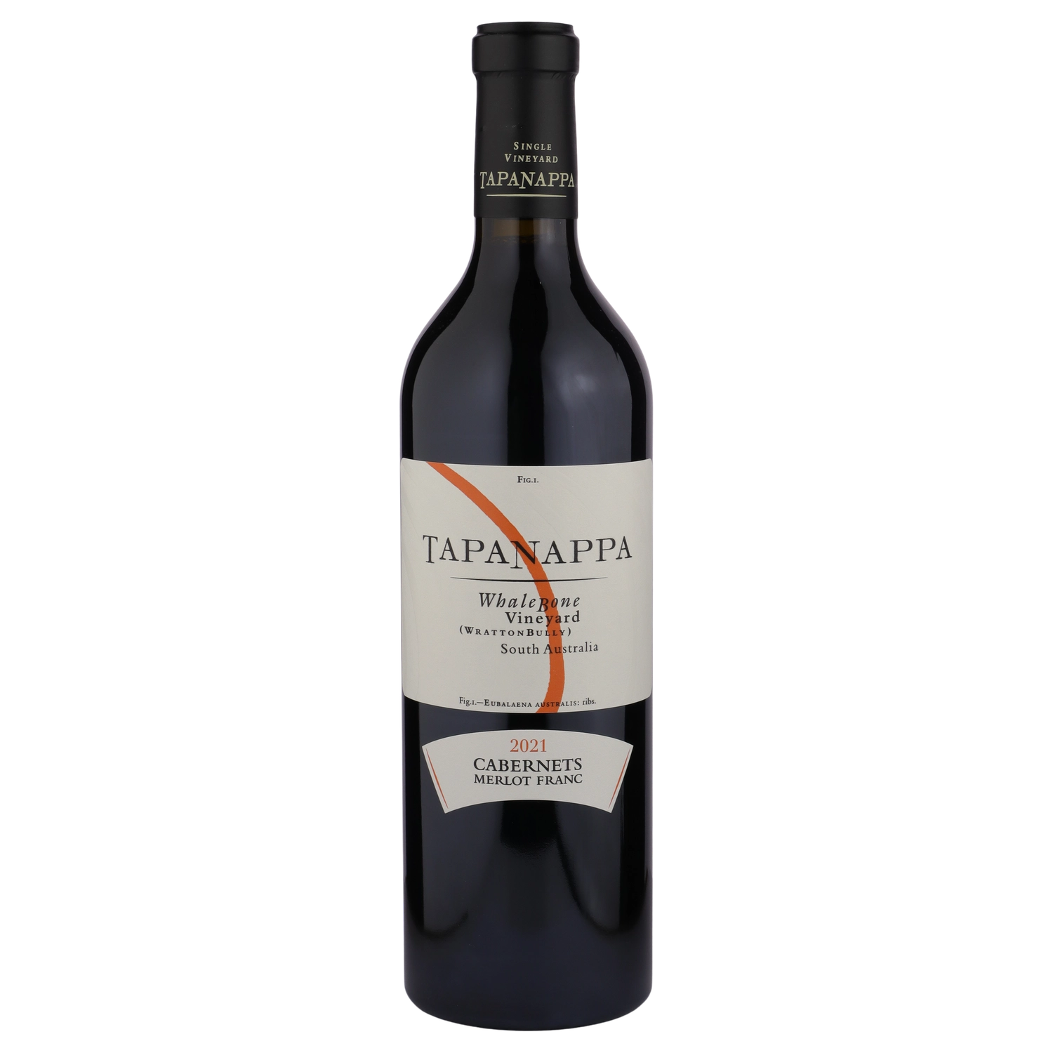 A bottle of 2021 Tapanappa Whalebone Vineyard Cabernets Merlot Franc 750ml White Wine