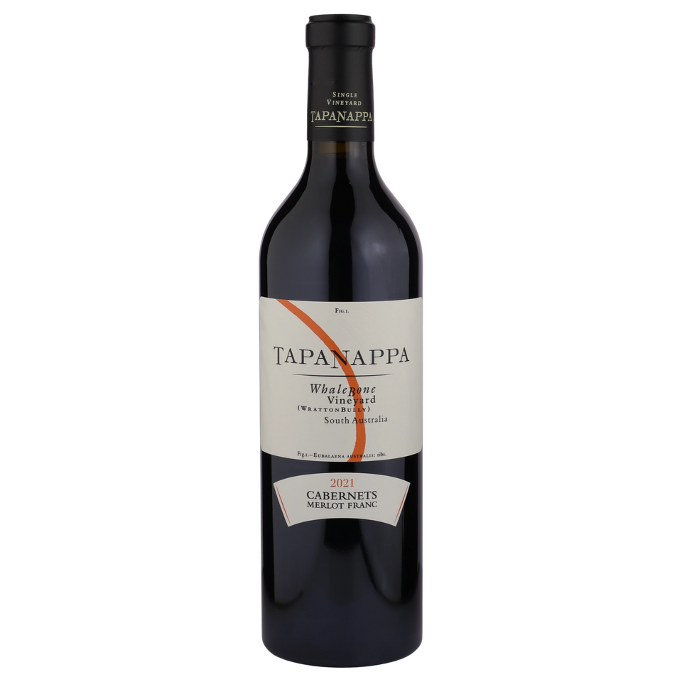 A bottle of 2021 Tapanappa Whalebone Vineyard Cabernets Merlot Franc 750ml White Wine