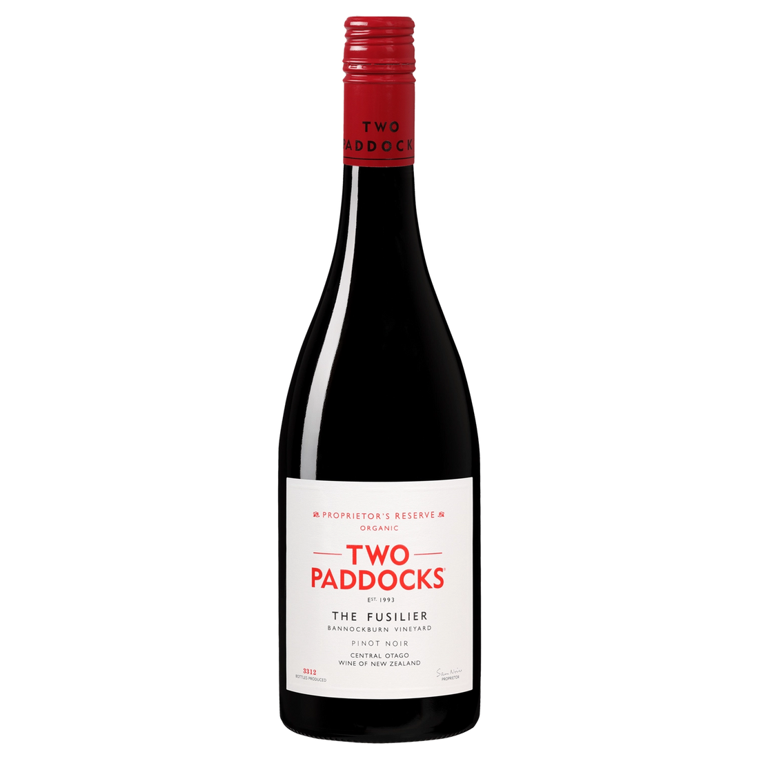 A bottle of 2021 Two Paddocks Proprietor's Reserve The Fusilier Pinot Noir Aust 750ml Red Wine
