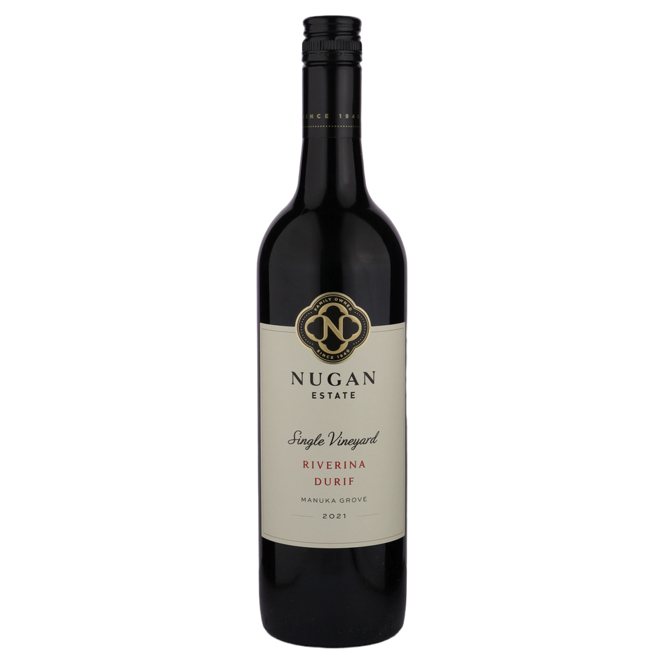 A bottle of 2021 Nugan Estate Single Vineyard Manuka Grove Vineyard Durif 750ml Red Wine
