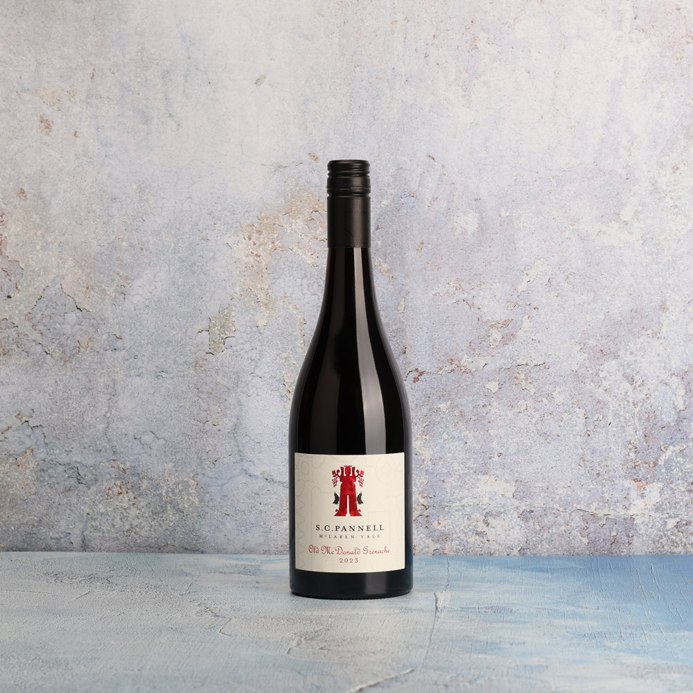 A bottle of 2023 S.C. Pannell Old McDonald Grenache 750ml Red Wine